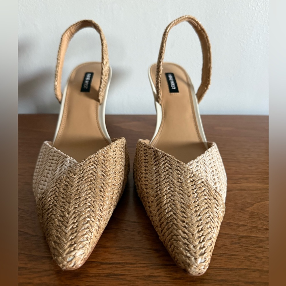 ✨ Nine West Maoua Woven Slingback Pumps - NWOT - Natural (Size 11) - Picture 5 of 6